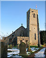 All Saints church in low December sunlight in Narborough
