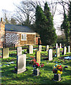 Gravestones west of the church rooms at All Saints in Narborough