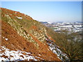 Rock outcrop on the east side of Moel Bentyrch in SY21 0EY