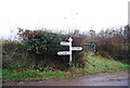 Road sign at a lane junction in TA4 4AR