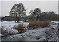 River Gipping with snow and ice in IP2 0DA