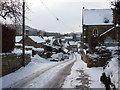 Village street in the snow, Beeley in DE4 2ND