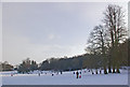 Priory Park in the snow in RH2 7RJ