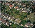 Aerial view of the High Road, Elm View Road and Benfleet Cemetery in SS7 5AP