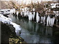 Icicles and the River Kent in LA8 8EB