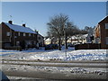 Looking from Dunsbury Way across to a snowy Ellisfield Road in PO9 5EB