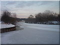 Frozen River Clyde at Strathclyde Park in ML1 3BQ