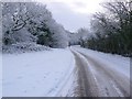 Snowy lane at Gorcott Hill in B98 9EW