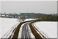 Lane to Hunningham Hill in the snow in CV33 9ES