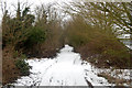 Looking north along Ridgeway Lane in the snow in CV33 9ES