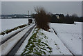 Flowton Road under snow in IP8 4LJ