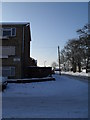 Junction of Burghclere Road and a snowy Prospect Lane in PO9 5PH