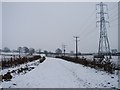 Permissive footpath in the snow in WD6 3DG