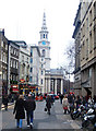 Looking south along St Martins Lane towards Trafalgar Square in SE1 8TX