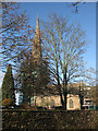 Winter view of St Mary's Church from Church Street in HR9 5HT