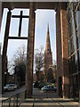 Holy Trinity church from the entrance to Coventry Cathedral in CV1 5QT