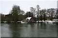 Upstream to the boathouse in OX10 8BU