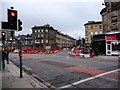 Roadworks at junction of Haymarket, Grosvenor Street and Morrison Street in EH2 4HR