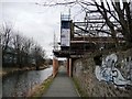 Scaffolding on the Union Canal towpath in EH11 1SB