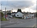 The junction of Tabor Road with Main Road, Maesycwmmer in CF82 7RB
