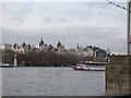 View of the grand white building and War Memorial on Victoria Embankment in SE1 7NY
