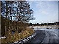A bend on the road to Aboyne water treatment plant in AB34 5GW