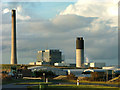 Industrial buildings and Peterhead Power Station in Boddam