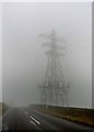 Pylon in the fog from Tewitt Lane, Bradford in BD13 3RU