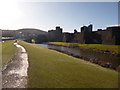 Caerphilly: path around eastern side of castle in CF83 1NU
