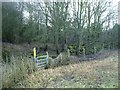 Gate and footpath sign, near A5, Shawell in LE17 6AS