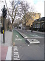 Cycle lane in Montague Place in WC1E 7AZ