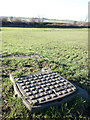 Manhole cover in field by the Lune cycleway in LA1 5BQ