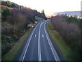 A82 viewed from footbridge above Luss in G83 8NY