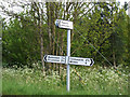 Signpost in the Bedfordshire countryside. in MK44 2NX