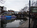 Looking back to the Camden High Street bridge from the Lock market in N7 9LW