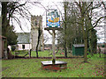 Blo' Norton village sign and St Andrew's church in IP22 2JH