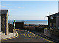 Craster: blue sea and bus stop in NE66 3TP