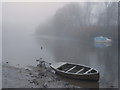 Fishing boat on the River Dee in the fog in CH4 7EJ