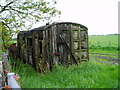 Disused railway carriage in Nercwys Community