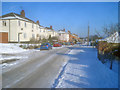 Sherrard's Green Road in the snow in WR14 2PL