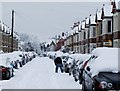 Talfourd Avenue in the snow in RG6 1JS