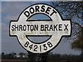 Iwerne Courtney: detail of Brake Cross signpost in DT11 8QX