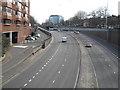 Reading Inner Distribution Road, looking south from the Oxford Road bridge in RG1 3AA