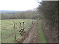 Footpath junction on the North Downs Way near Brabourne Downs in TN25 5LU