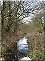 Stream flowing along disused railway track in CW8 3LZ