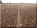 Footpath across Cotswolds ploughsoil in GL6 7AJ