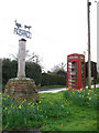 Village sign and K6 telephone box in Rushall in IP21 4QD