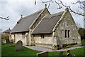 Church with thatched roof in Markby