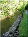 Fallen riverbank wall on river Clydach in SA6 5RB