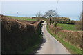 Minor road heading towards Llanon in Llansantffraed Community